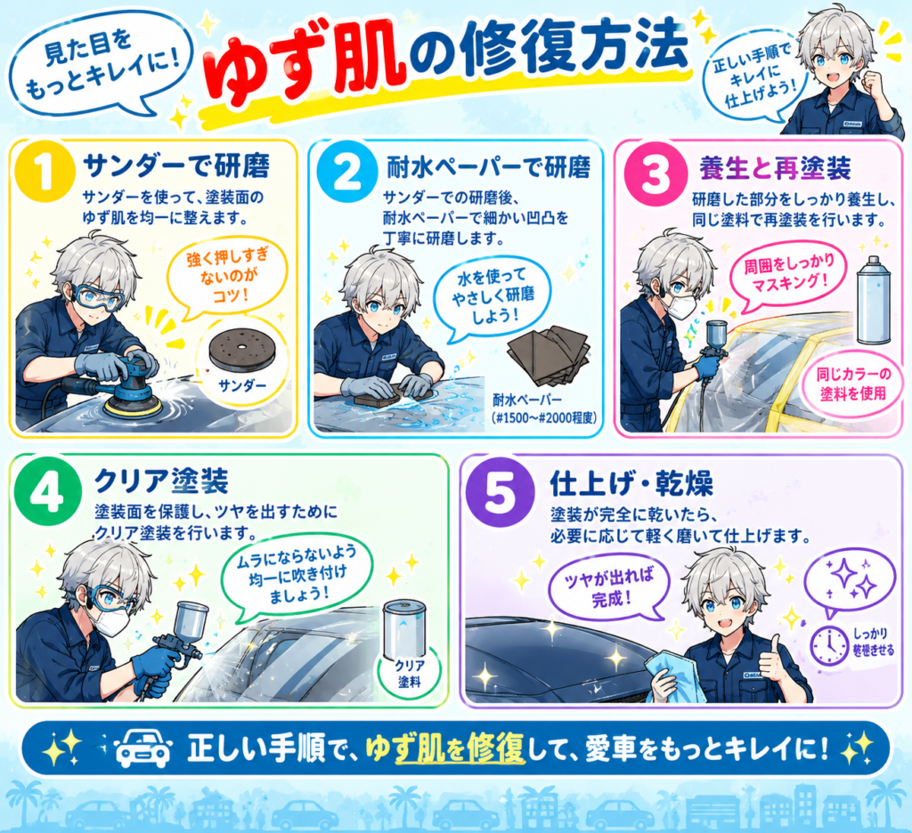 見出し：ゆず肌の修復方法