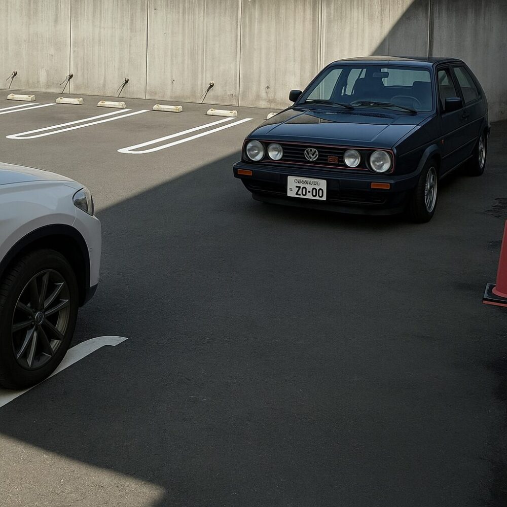 端に駐めて接触を減らす