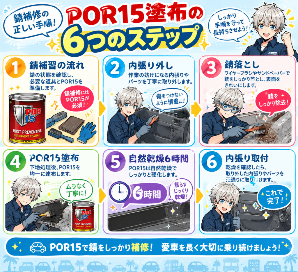 見出し:POR15
6つのステップ