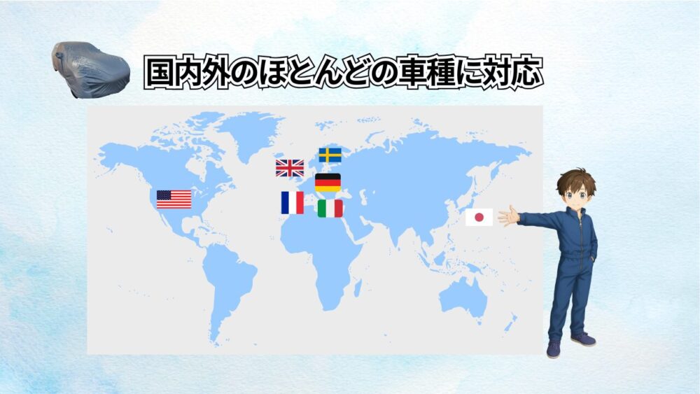 国内外のほとんどの車種に対応