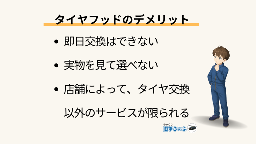 見出し：タイヤフッドのデメリット